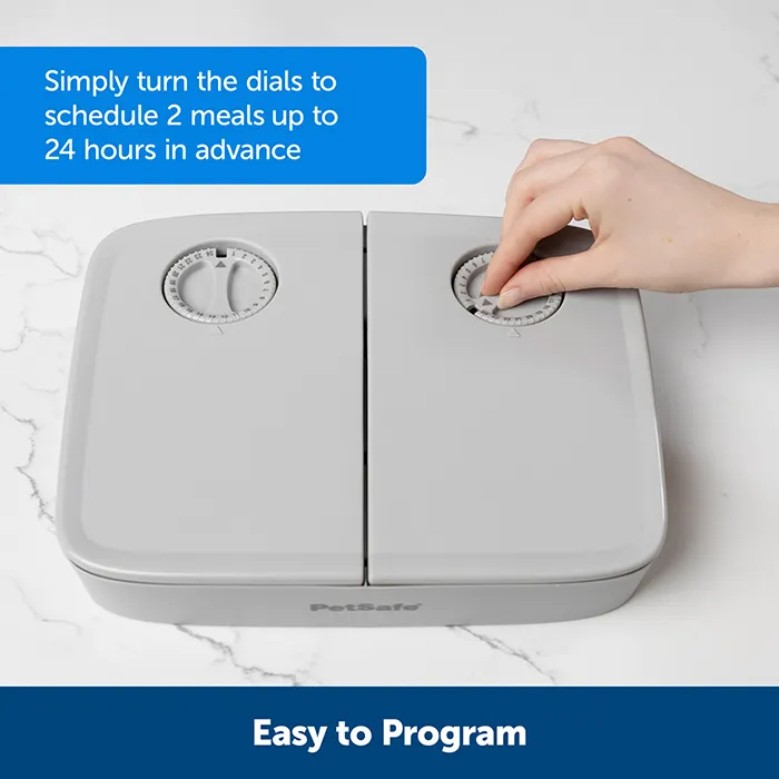 Automatic 2 Meal Pet Feeder Grey 2x355ml - Image 2