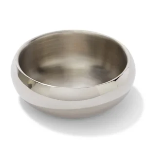 Stainless Steel Double Wall Cat Bowl Silver 400mL